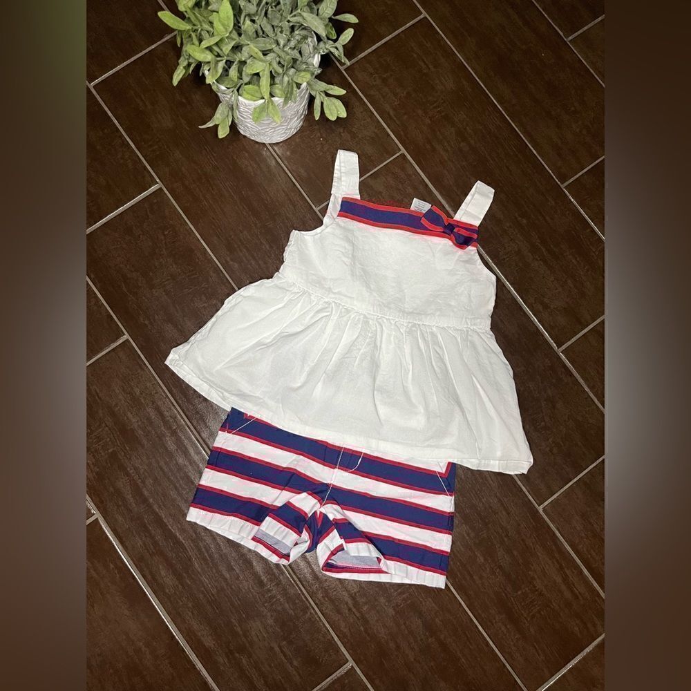 Gymboree white/red/blue tank top short set sz 6